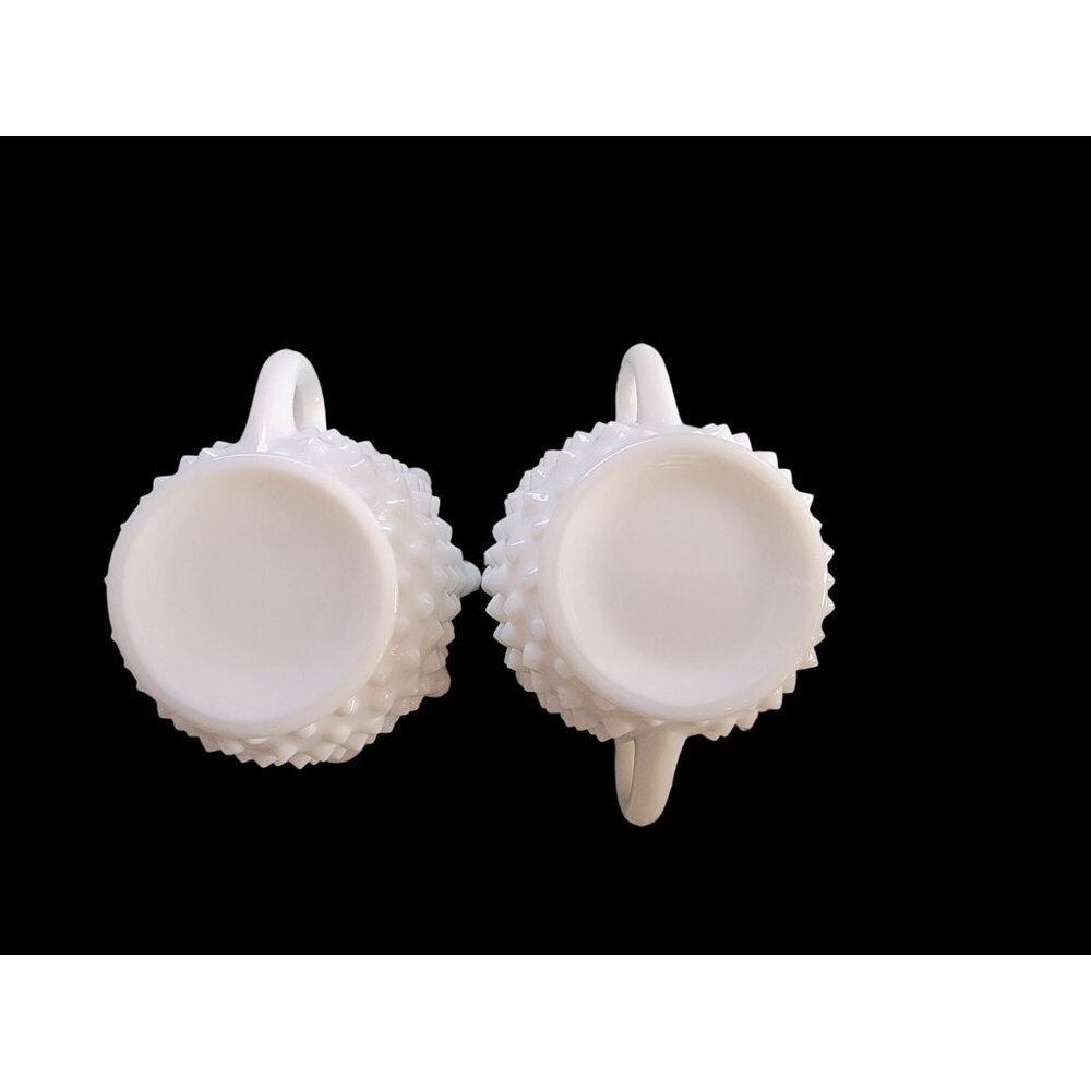 Vintage Fenton Hobnail Milk Glass Creamer & Sugar Set - Picture 8 of 10